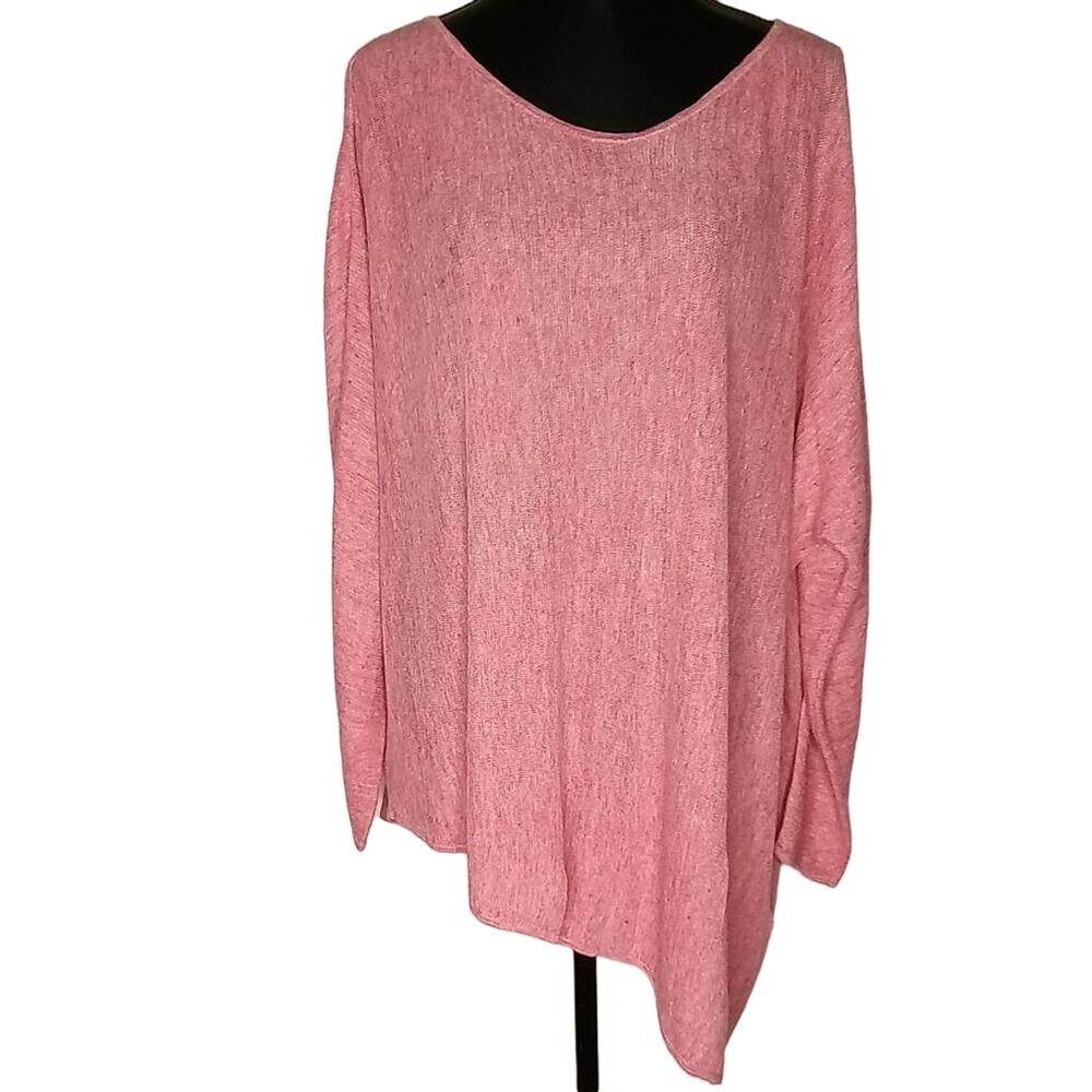 Eileen Fisher Lightweight Linen Mélange Links Watermelon Pink (NWT) - XL